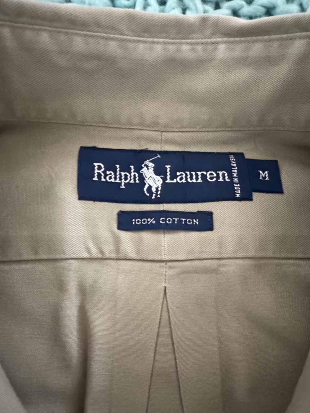 Polo by Ralph Lauren Men’s Khaki Button-Down Shirt with Navy Pony - Picture 2 of 3